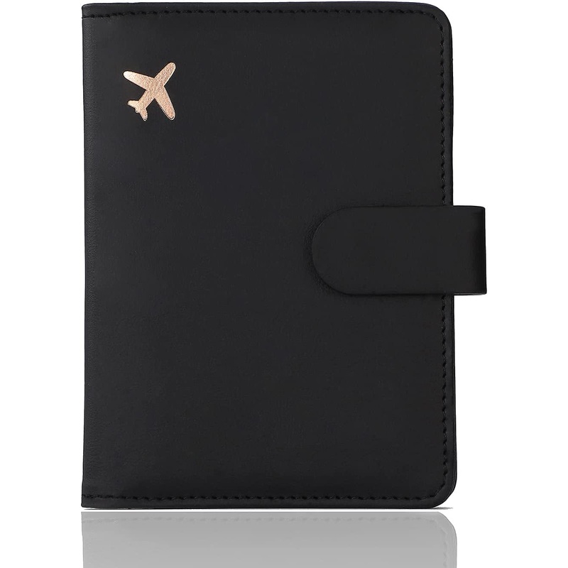 Leather Passport Wallet  for Travel with Pen Holder & Snap Button Closure, Unisex
