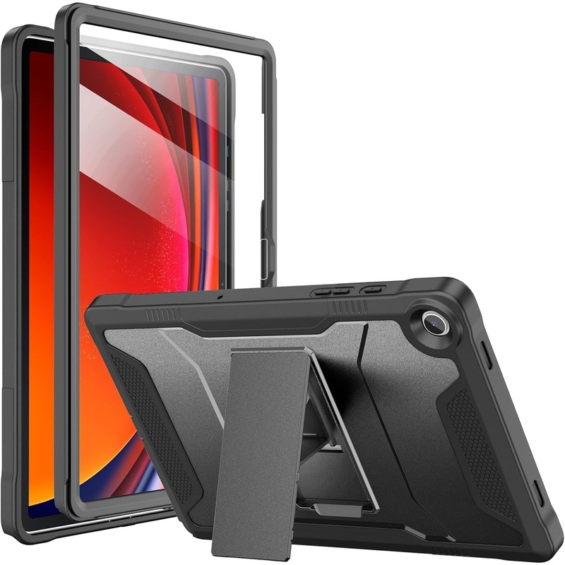 Soke Case for Samsung Galaxy Tab A9 plus 2023, with Built-In Screen Protector and Kickstand, Rugged Full Body Protective Cover for Galaxy Tab A9+ 11 Inch Tablet [Sm-X210/X216/X218],Black