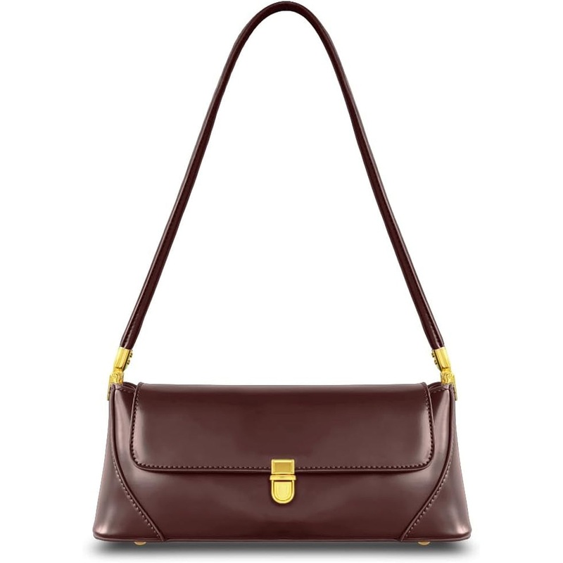 Vintage Shoulder Bag for Women - Reddish Brown