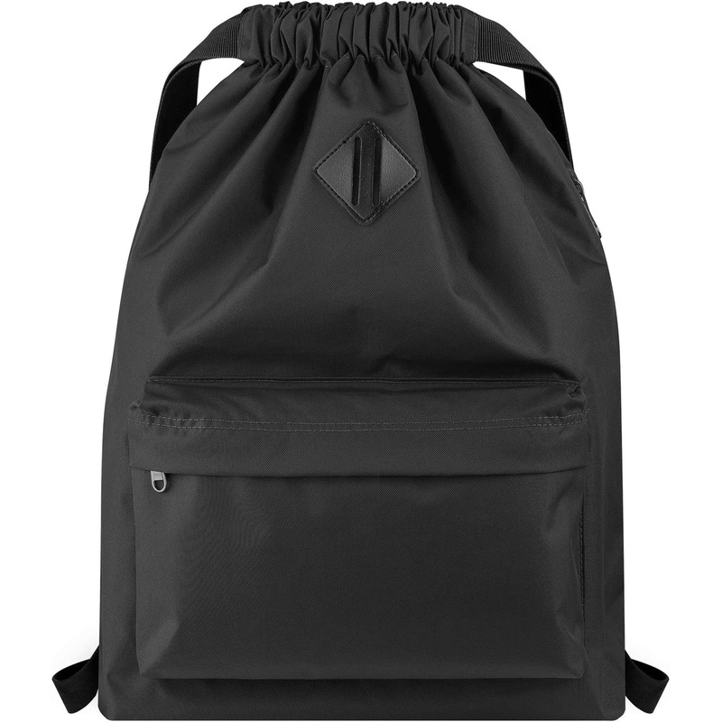 Water Resistant Drawstring Backpack Sports Gym Drawstring Bag with Side Pocket