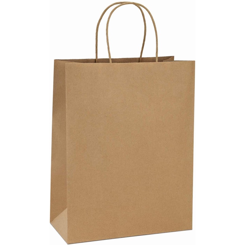 Bagdream 10X5X13 Kraft Shopping Bags 100Pcs Brown Paper Bags with Handles Bulk, for Gifts, Merchandise, Retail, Party Favor, Take-Out, Grocery, Recycled Paper Gift Sacks