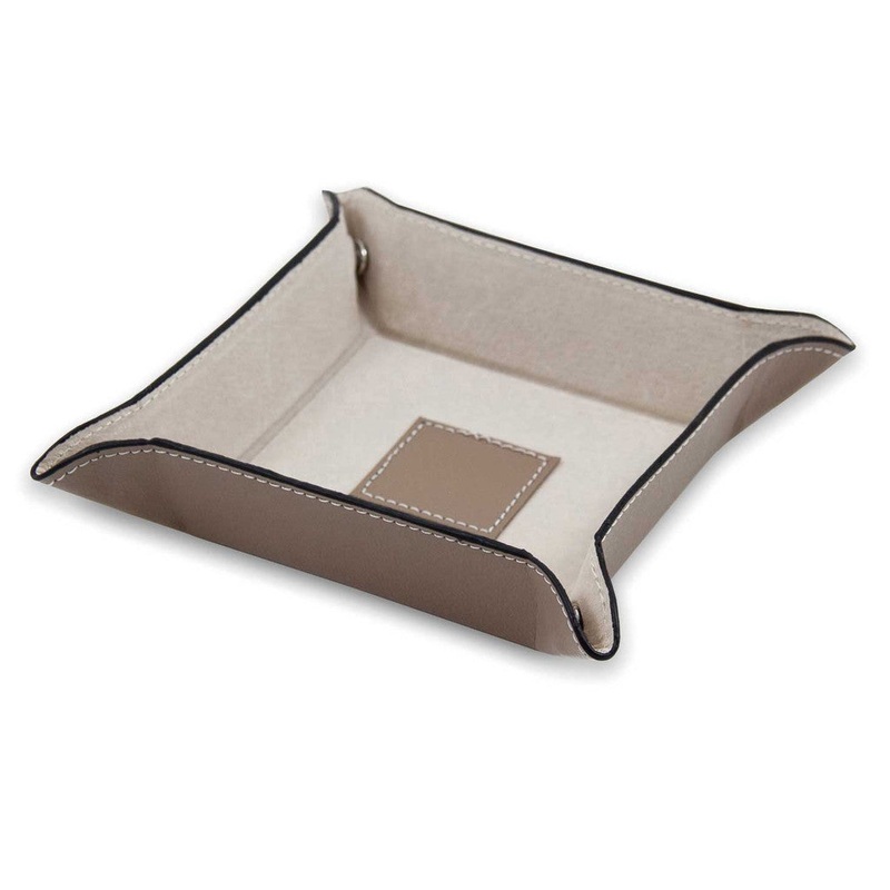 Bey Berk Leather Snap Tray - Taupe