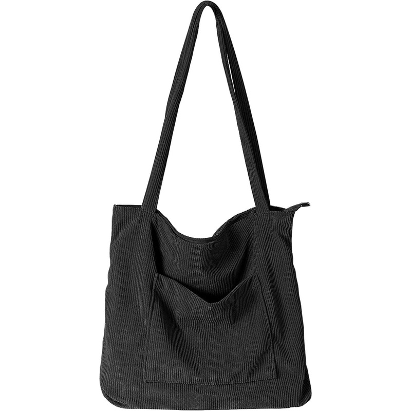 Corduroy Tote Shoulder Bag for Women Large Hobo Bags Casual Work Bag