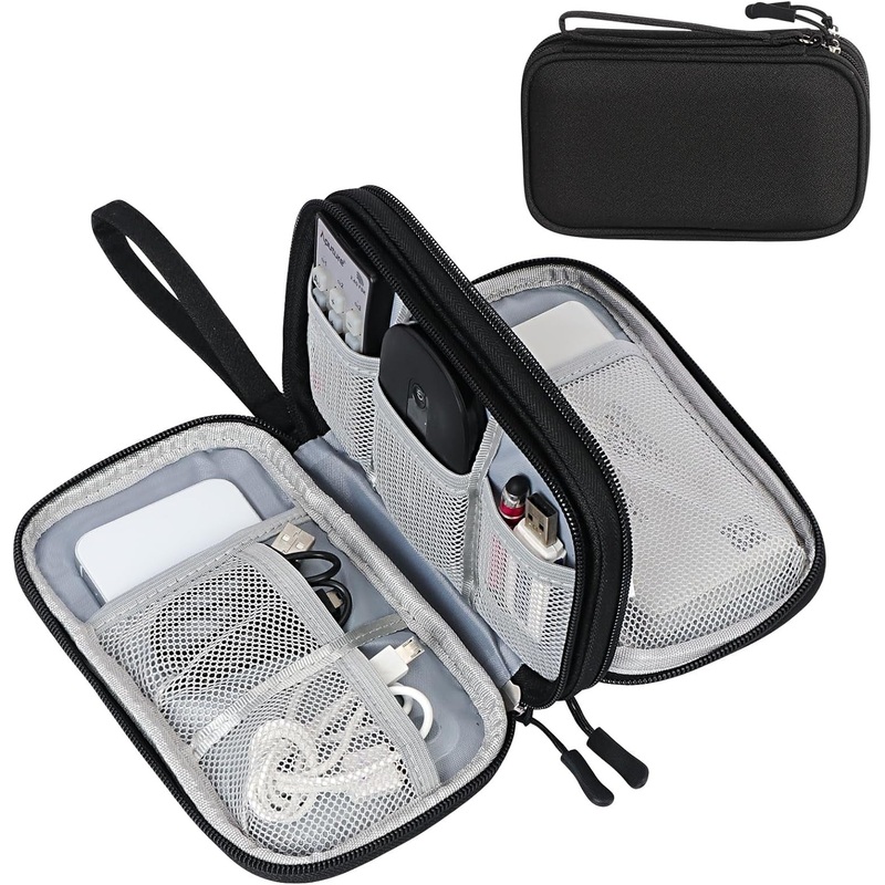 Double Layers Waterproof Electronics Accessories Travel Organizer, Black