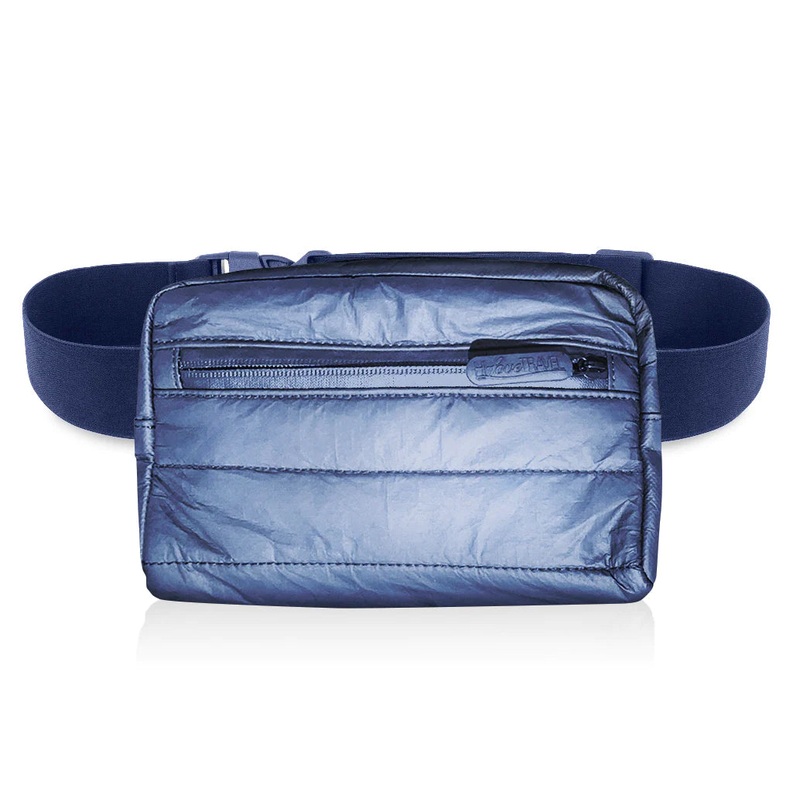 HI Love Puffer Fanny Pack Navy Shimmer