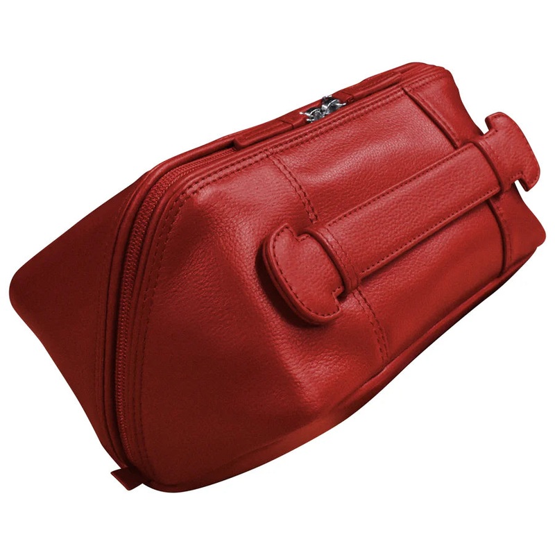 ILI New York Leather Toiletry Bag - Red