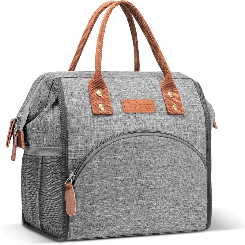 Insulated Lunch Bag, Leakproof Cooler Lunch Tote Bag, 10 L, Grey