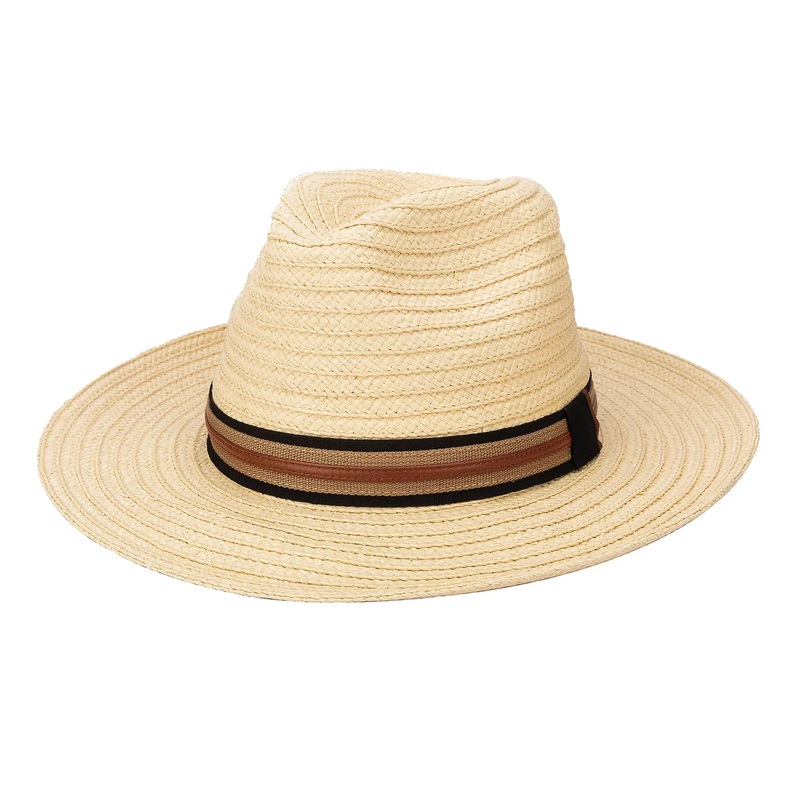 San Diego Hat Company Men's Panama Sun Hat with Faux Leather Trim Band - Natural