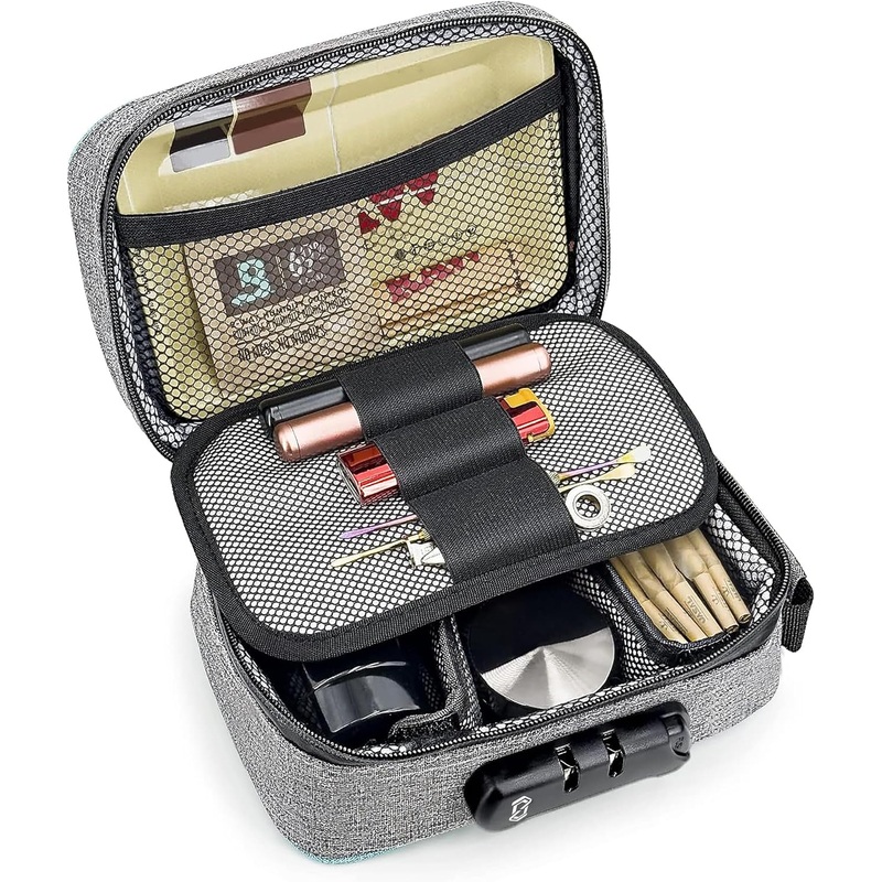 Smell Proof Bag with Combination Lock Tobacco/Pipe/File/Medicine Storage Organizer Case