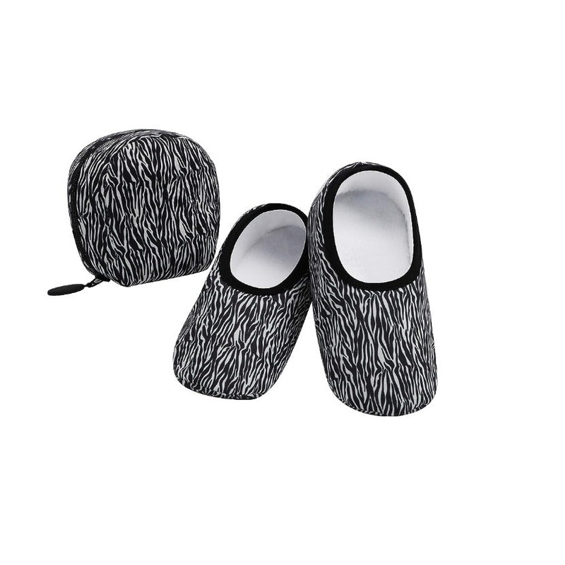Snoozies Women Plush Travel Slippers X- Large -Zebra