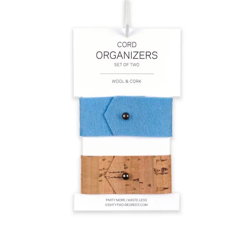 Studio 82 Cord Organizer Set of 2 - Sky Blue/Cork