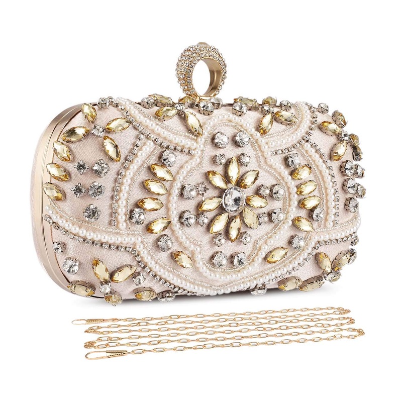 UBORSE Beaded Clutch Purses Wedding Crystal Evening Bag