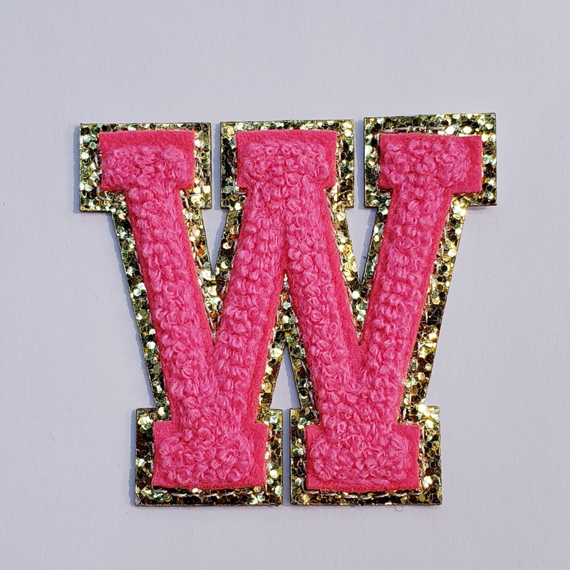 Varsity Letter Patch W- Hot Pink