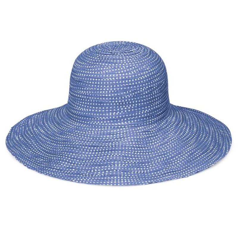 Wallaroo Scrunchie Hat UPF 50+ - Hydrangea/White Dots