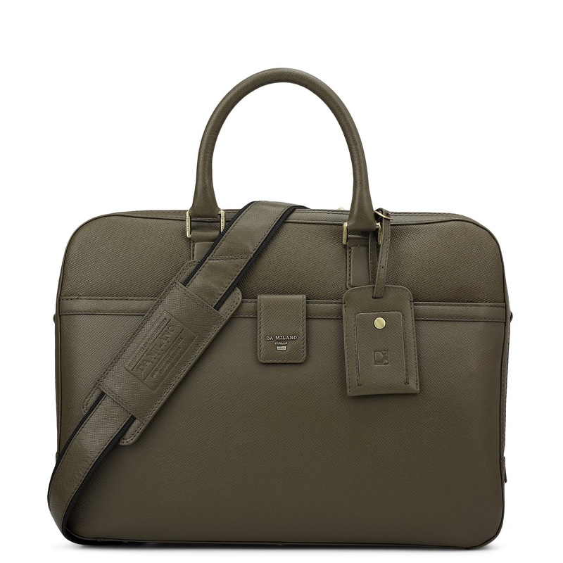 Franzy Leather Laptop Bag - Military Green