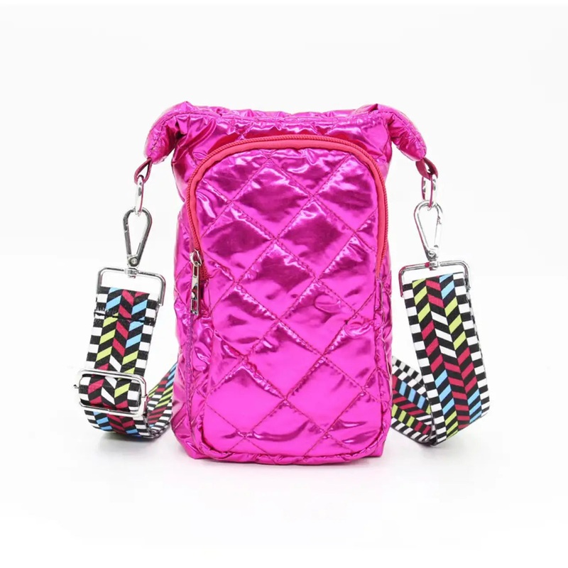 Mavi Bandz Water Bottle Bag Crossbody Hydro Puffer Tote - Magenta Pink