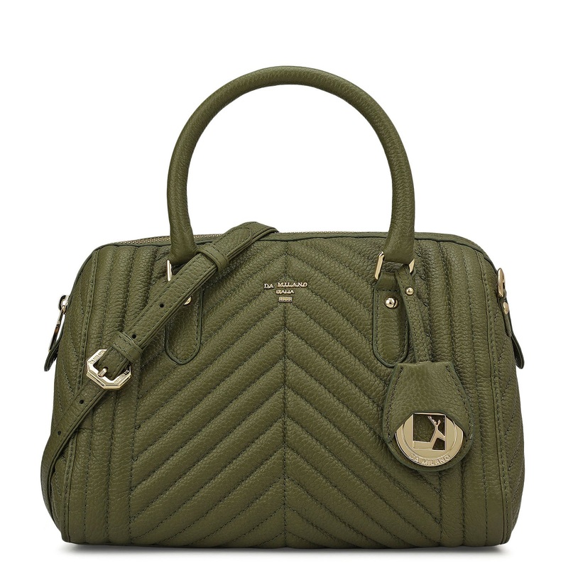 Medium Quilting Leather Satchel - Fern