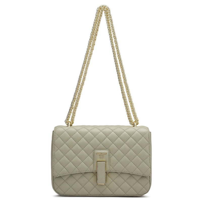 Medium Quilting Leather Shoulder Bag - Khaki