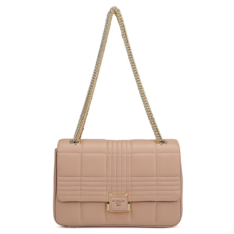 Medium Wax Stripe Leather Shoulder Bag - Feather