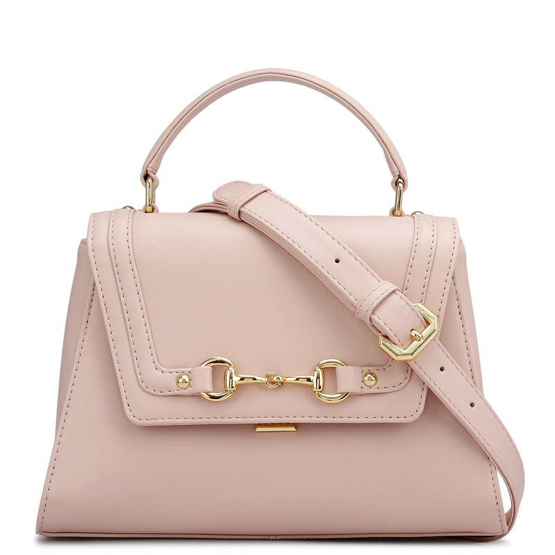 Small Plain Leather Satchel - Pink