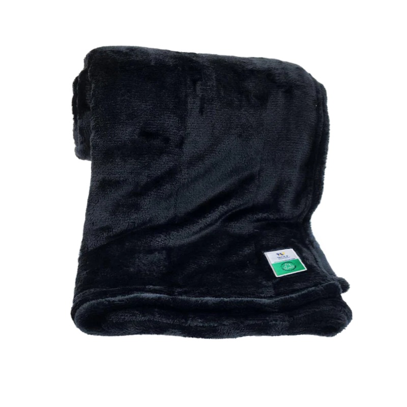 Wolf Essentials Recycled Fleece Travel Blanket, 50" x 60" - Black