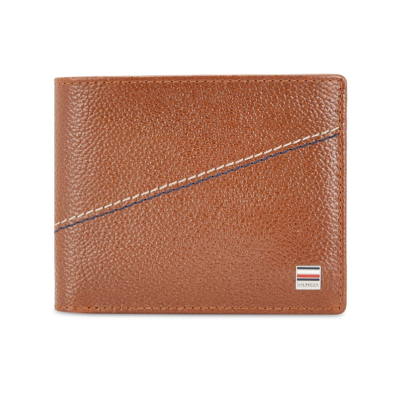 Tommy Hilfiger Sebastian Men's Leather Global Coin Wallet Tan