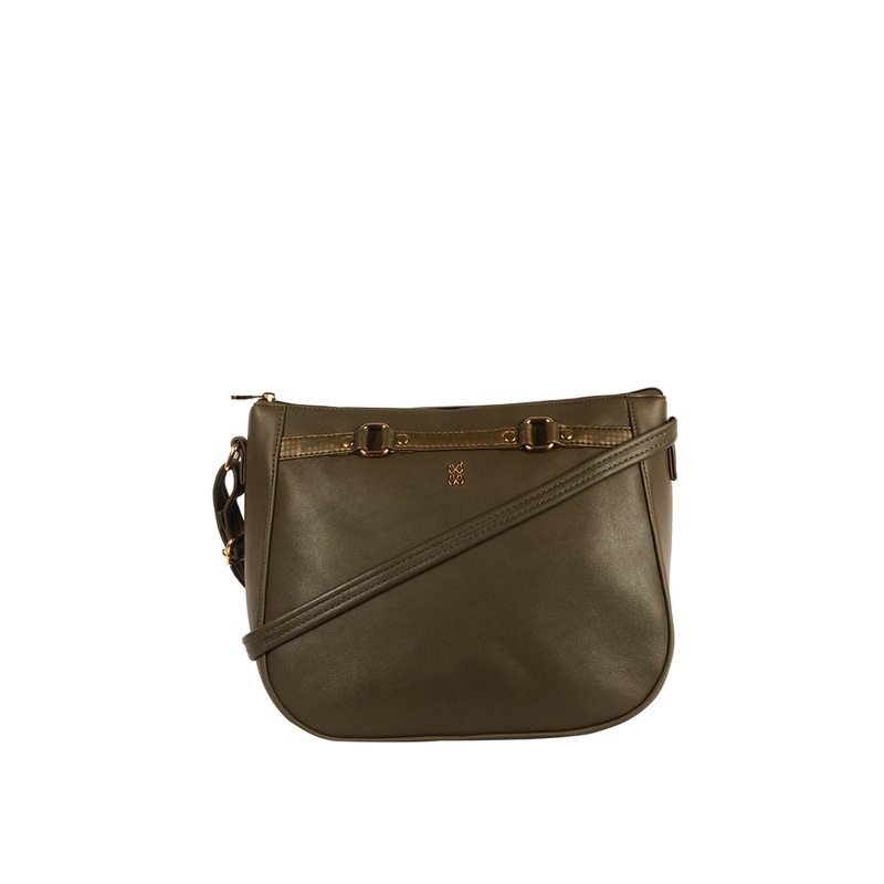 Buckle Up Green Medium Saddle Handbag