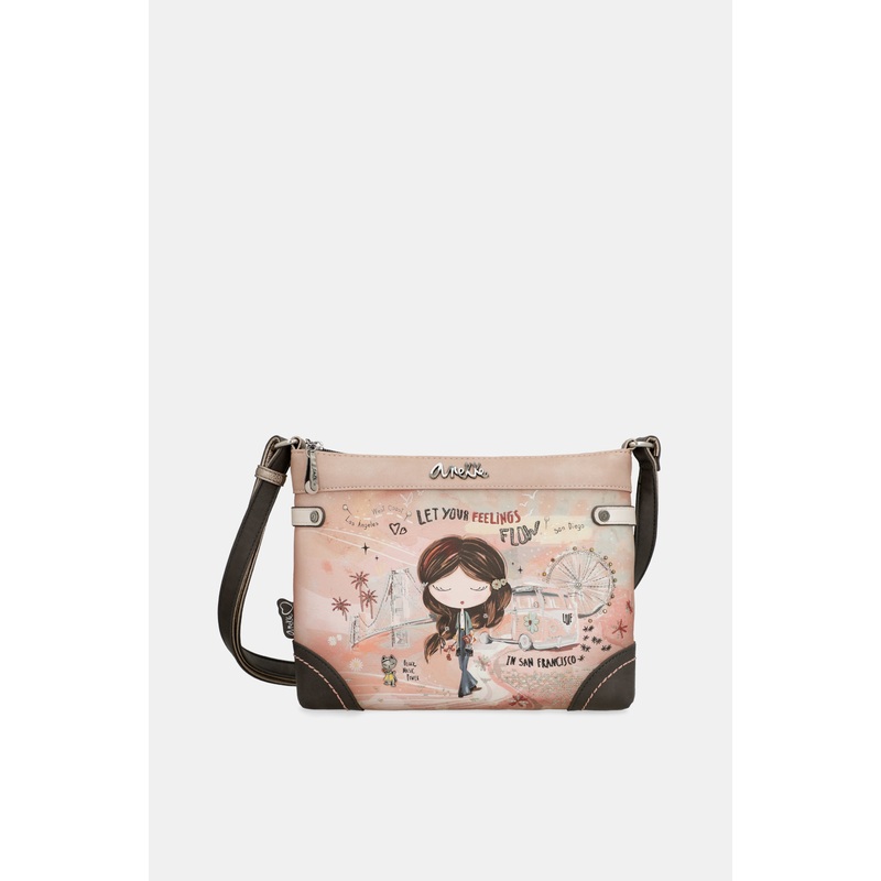 Peace & Love pink medium crossbody bag