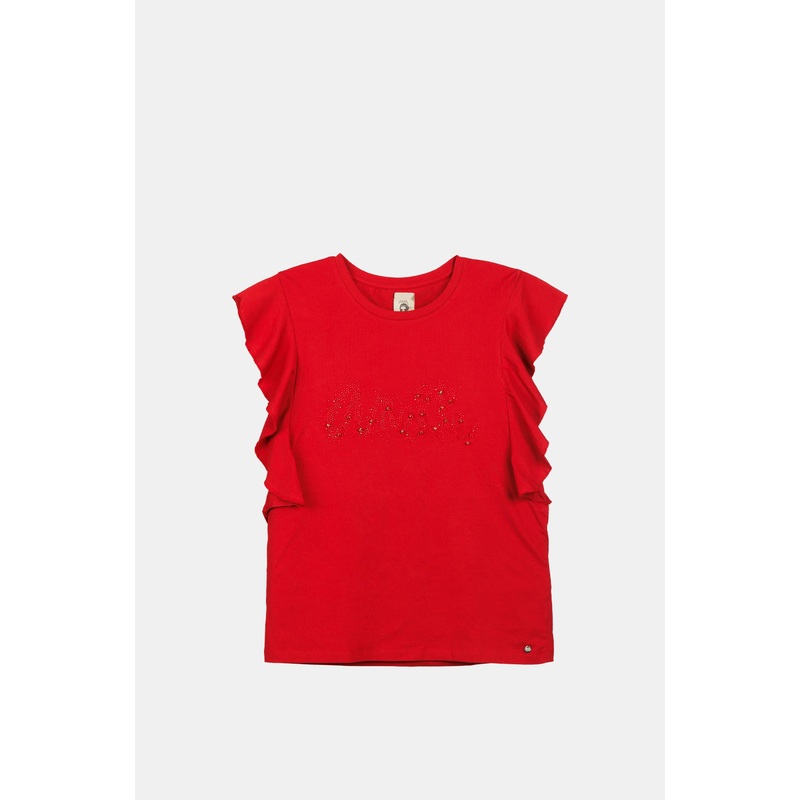 Red shiny short-sleeve T-shirt Anekke