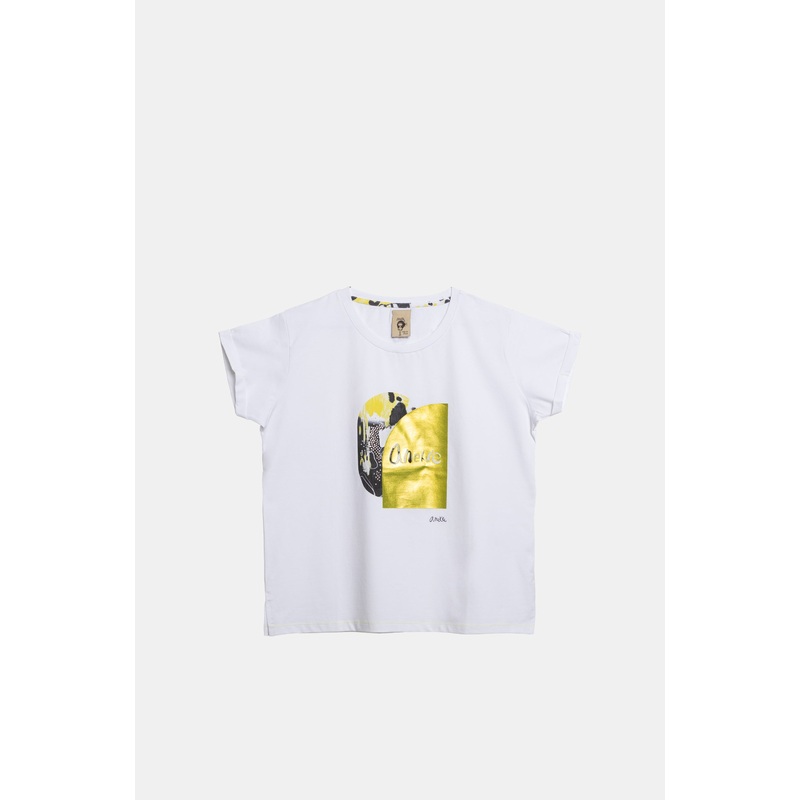White and gold short-sleeve T-shirt Anekke