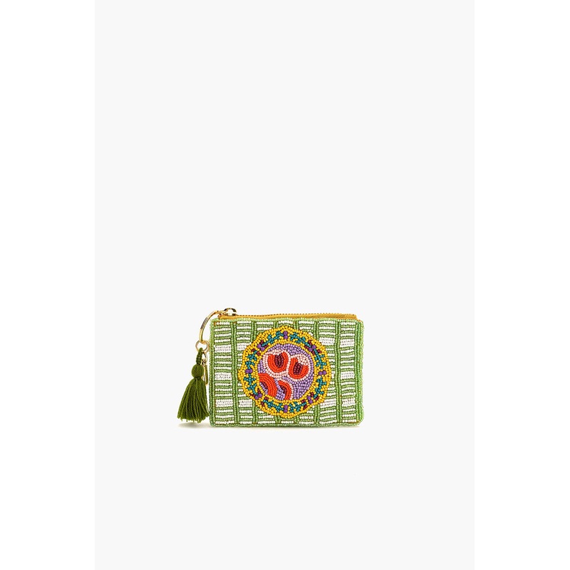 Apricot Check Beaded Pouch