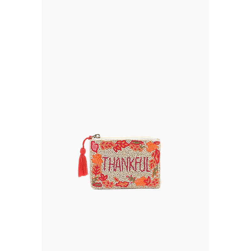 Autumn Thankful Embroidered Pouch