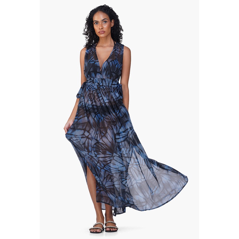 Blue Morpho Printed Cover Up Dress