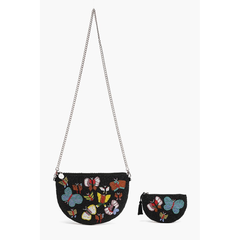 Butterfly Embellished Crossbody Pouch with Coin Pouch