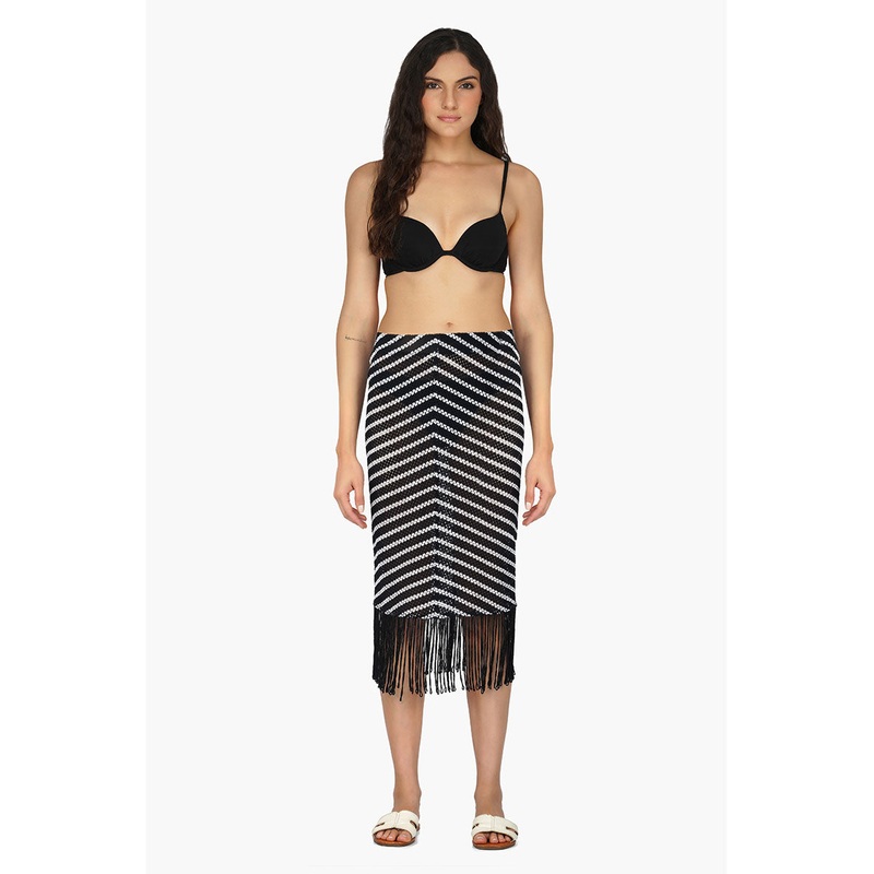 Cleo Stripe Fringe Skirt