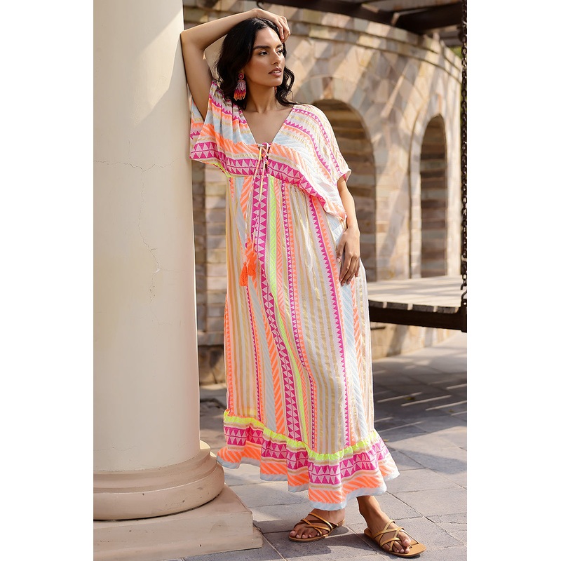 Fluorescent Striped Maxi Dress