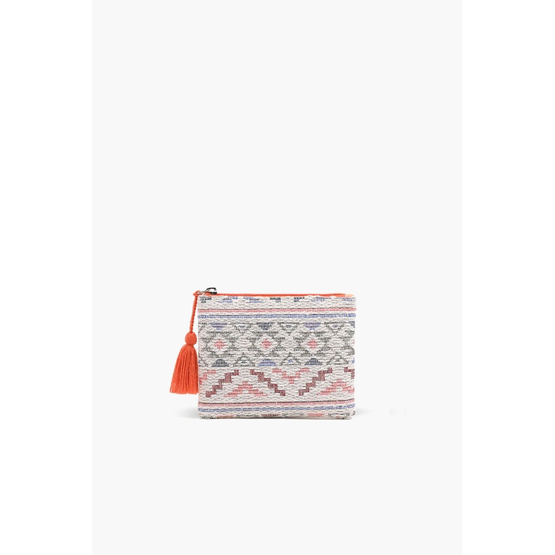 Ivory Handwoven Jacquard Coin Bag