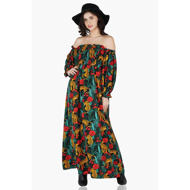 Jaguar Paradise Maxi Shirred Dress