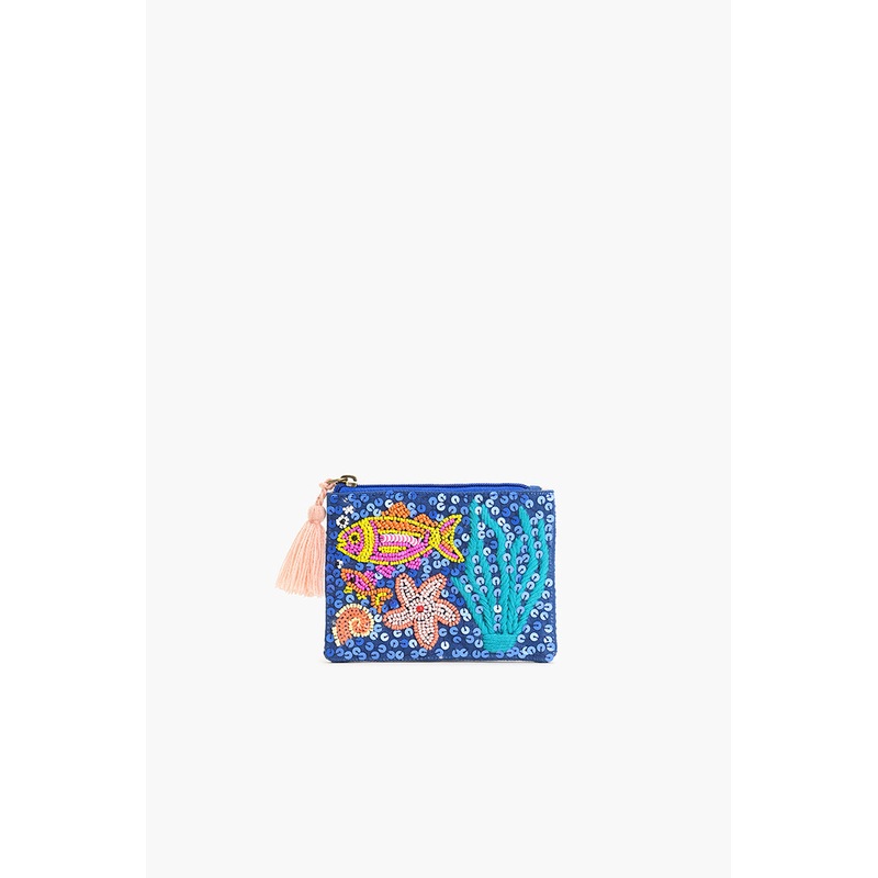Ocean Bliss Hand-Beaded Coin Pouch