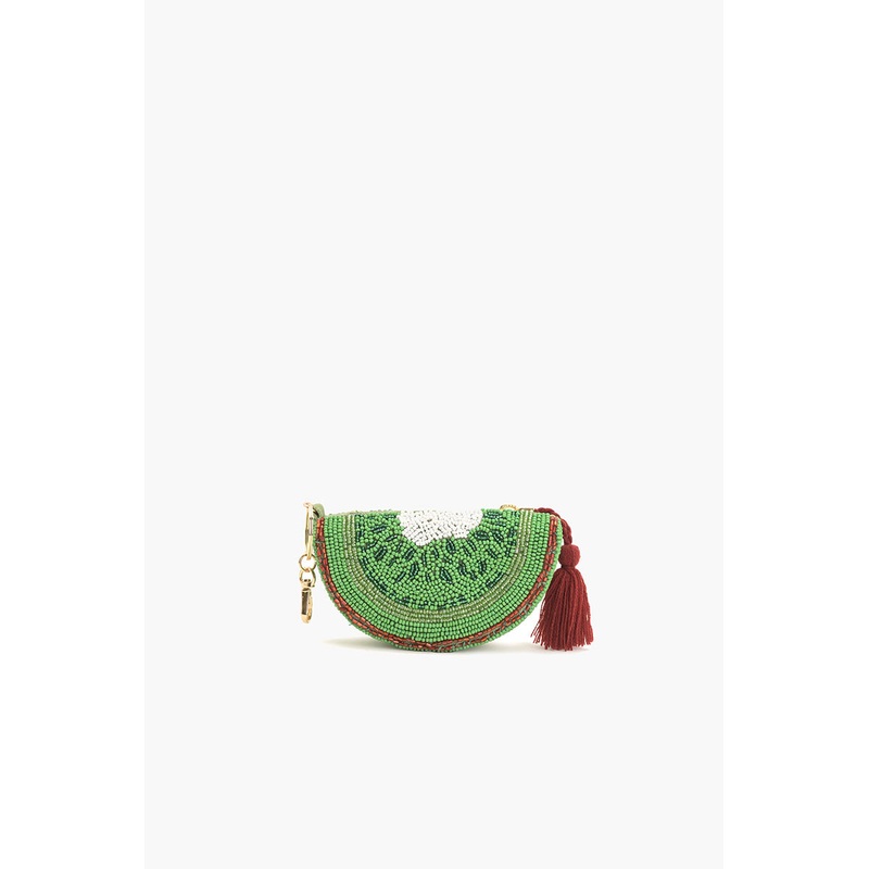 Tropical Kiwi Beaded Coin Pouch