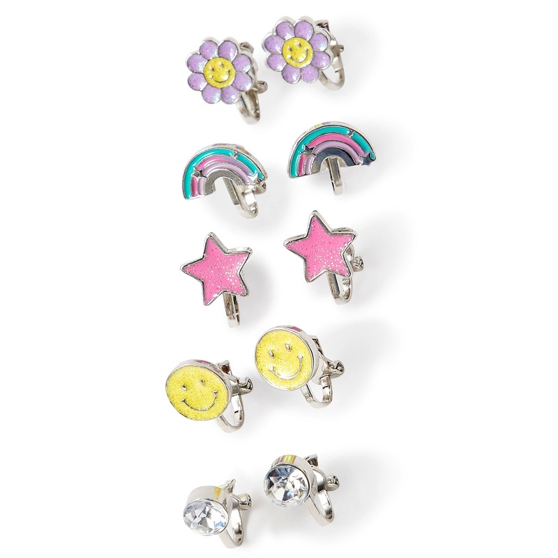 Accessorize London Girl's 5 X Smiley Clip On Earrings