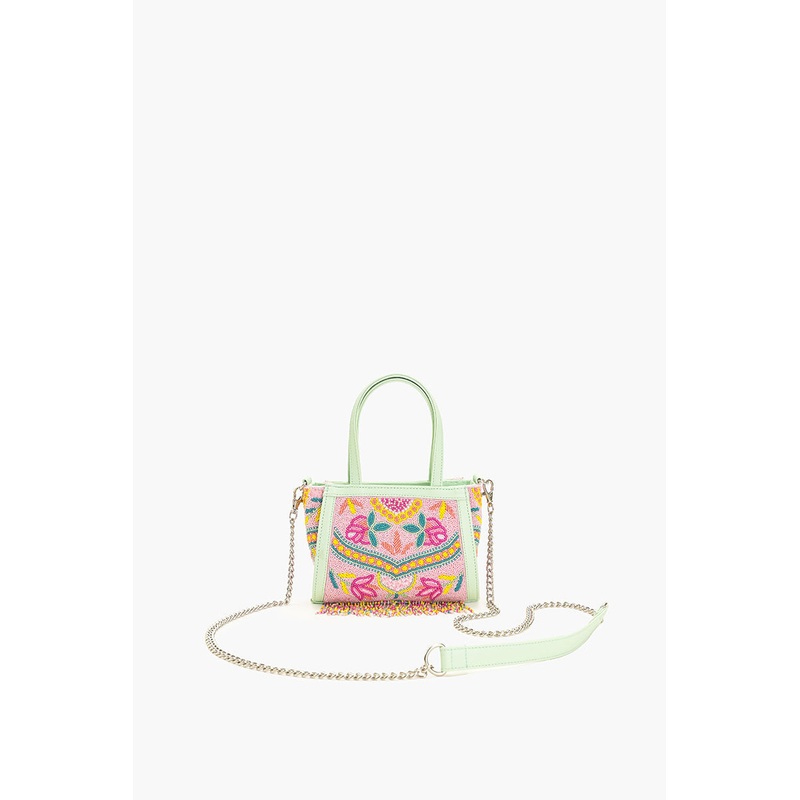 Allie Mint Beaded Top Handle Bag