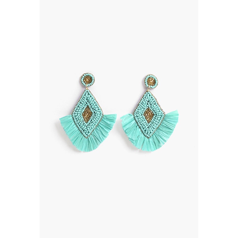 Aqua Green Raffia Earrings