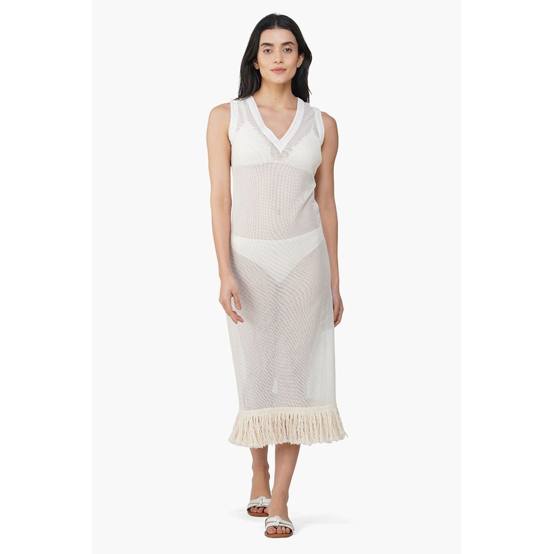 Delyssa Crochet Lace Fabric Fringes Cover Up