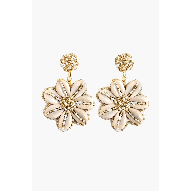 Elegant Gold and Pearl Flower Earrings