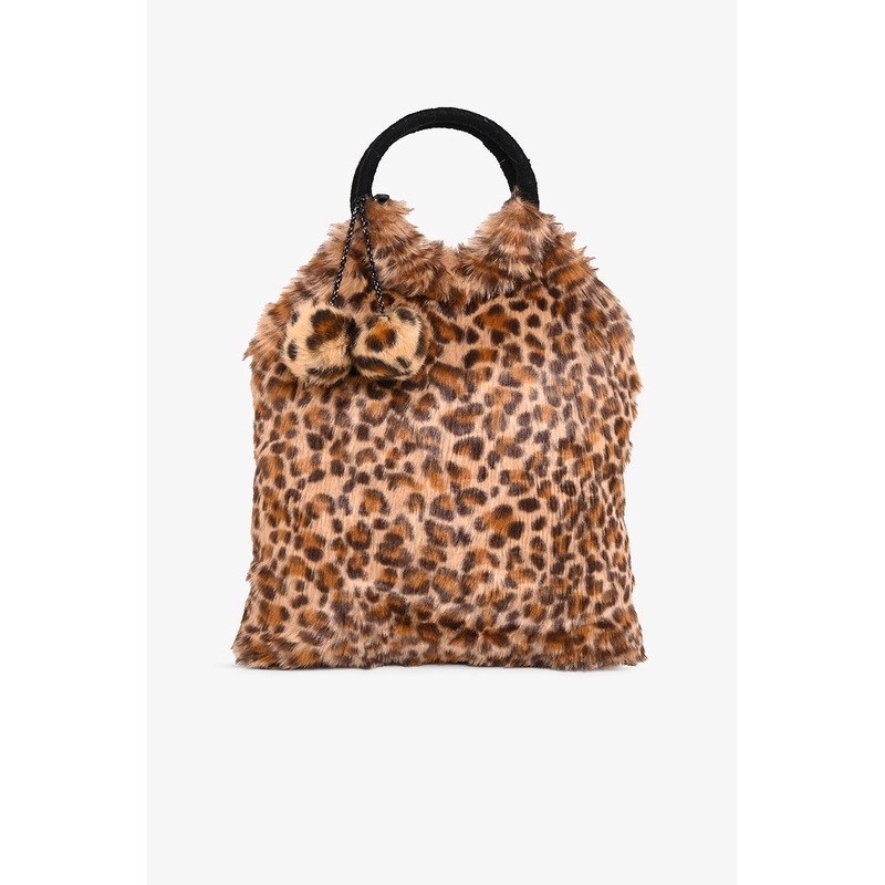 Faux Fur Fab Leopard Foldover Clutch