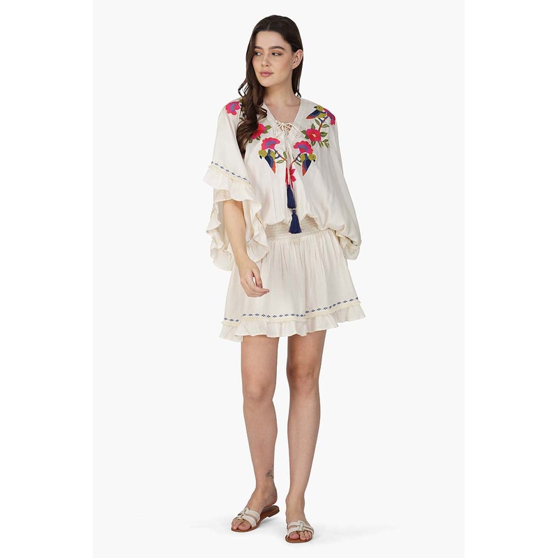 Flora Bird Wings Embellished Cover Up