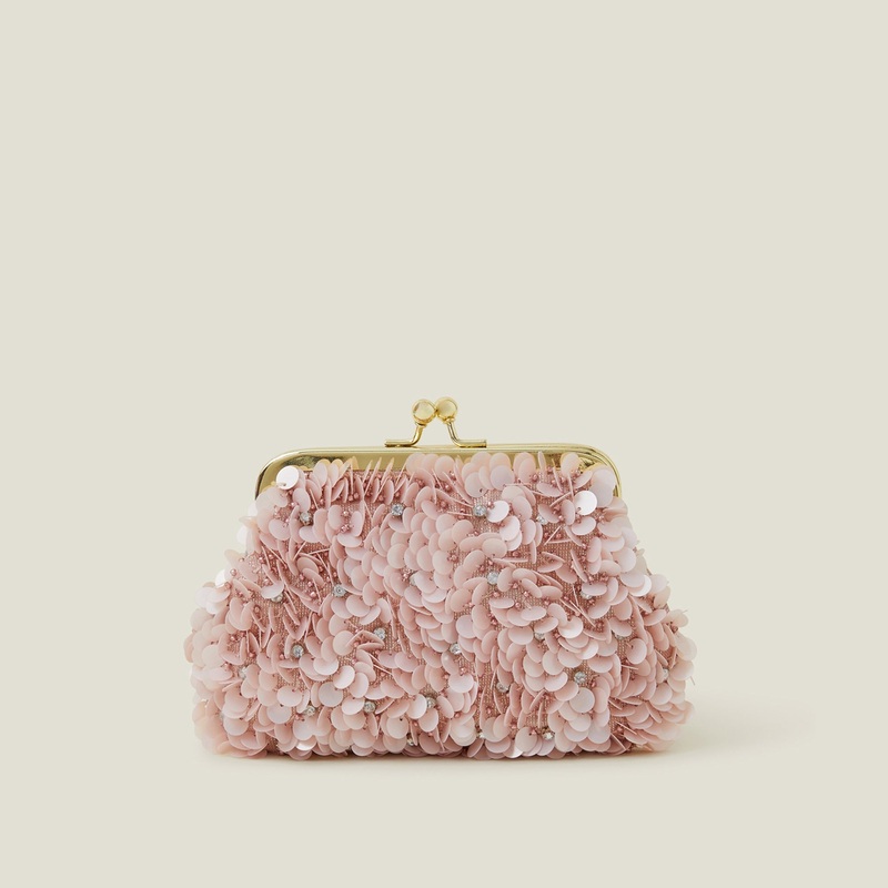 Flower Sequin Clip Frame Bag