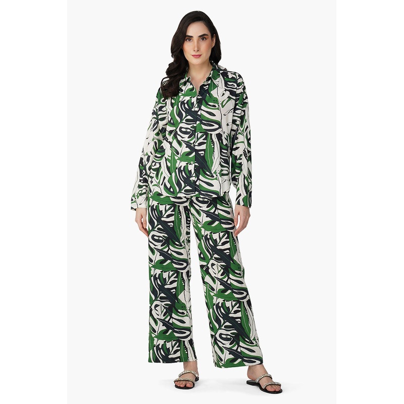 Green Birch Tropical Printed  Shirt