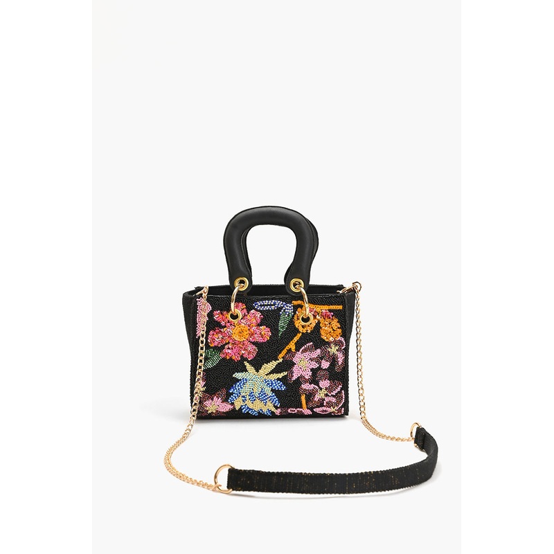 Midnight Floral Embellished Mini Evening Bag